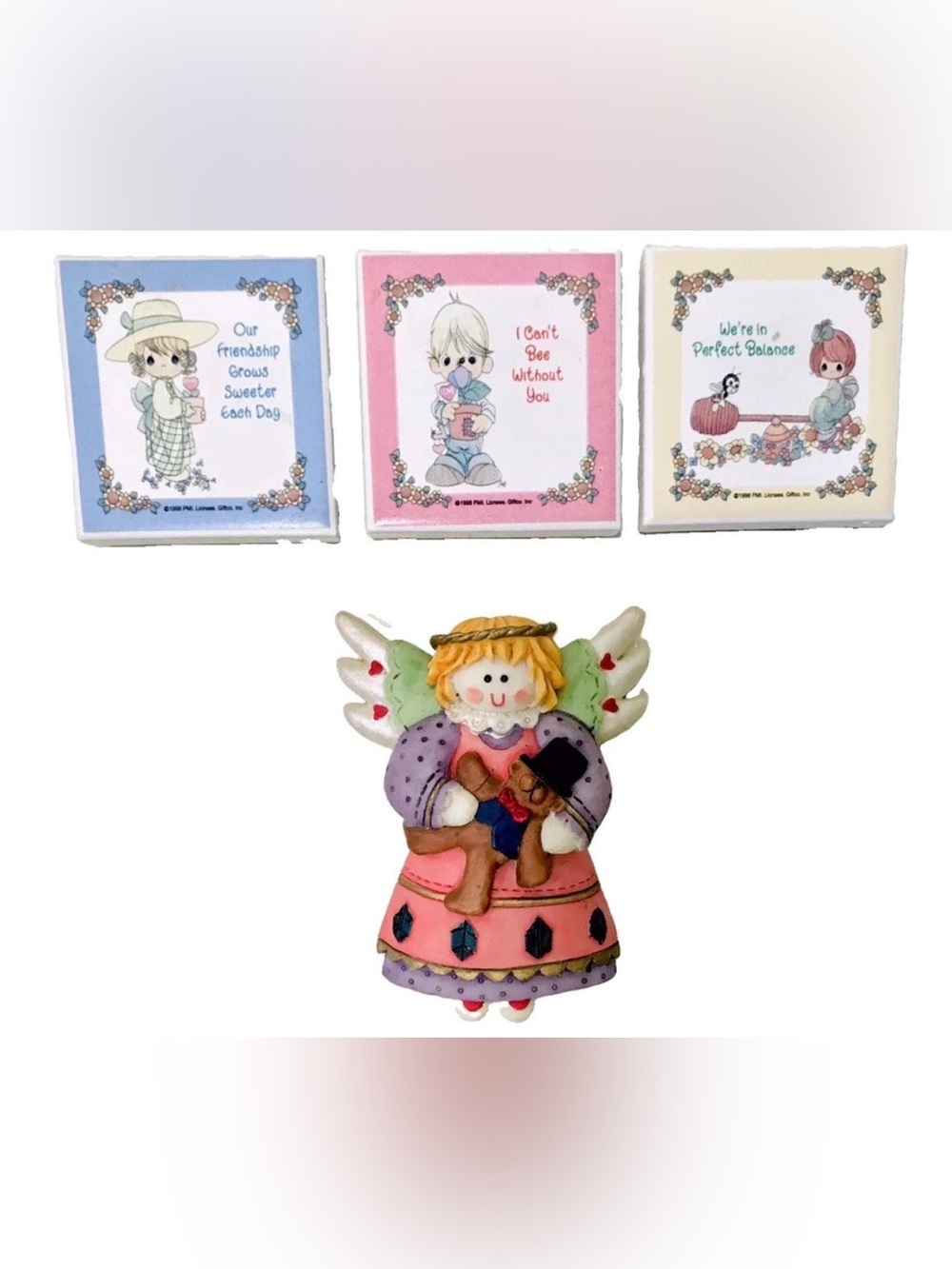 Hand-Painted Pink Angel Figurine Home Accent